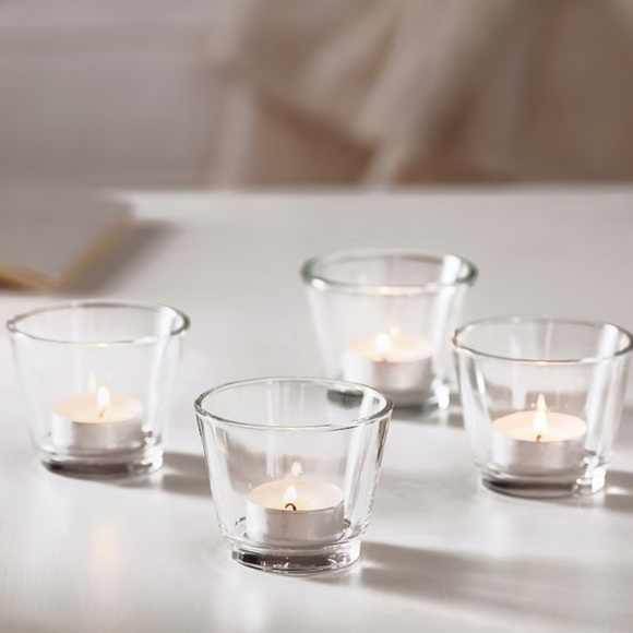 IKEA Galej Clear Glass Tea Light Holders Set of 8 - Picture 1 of 7